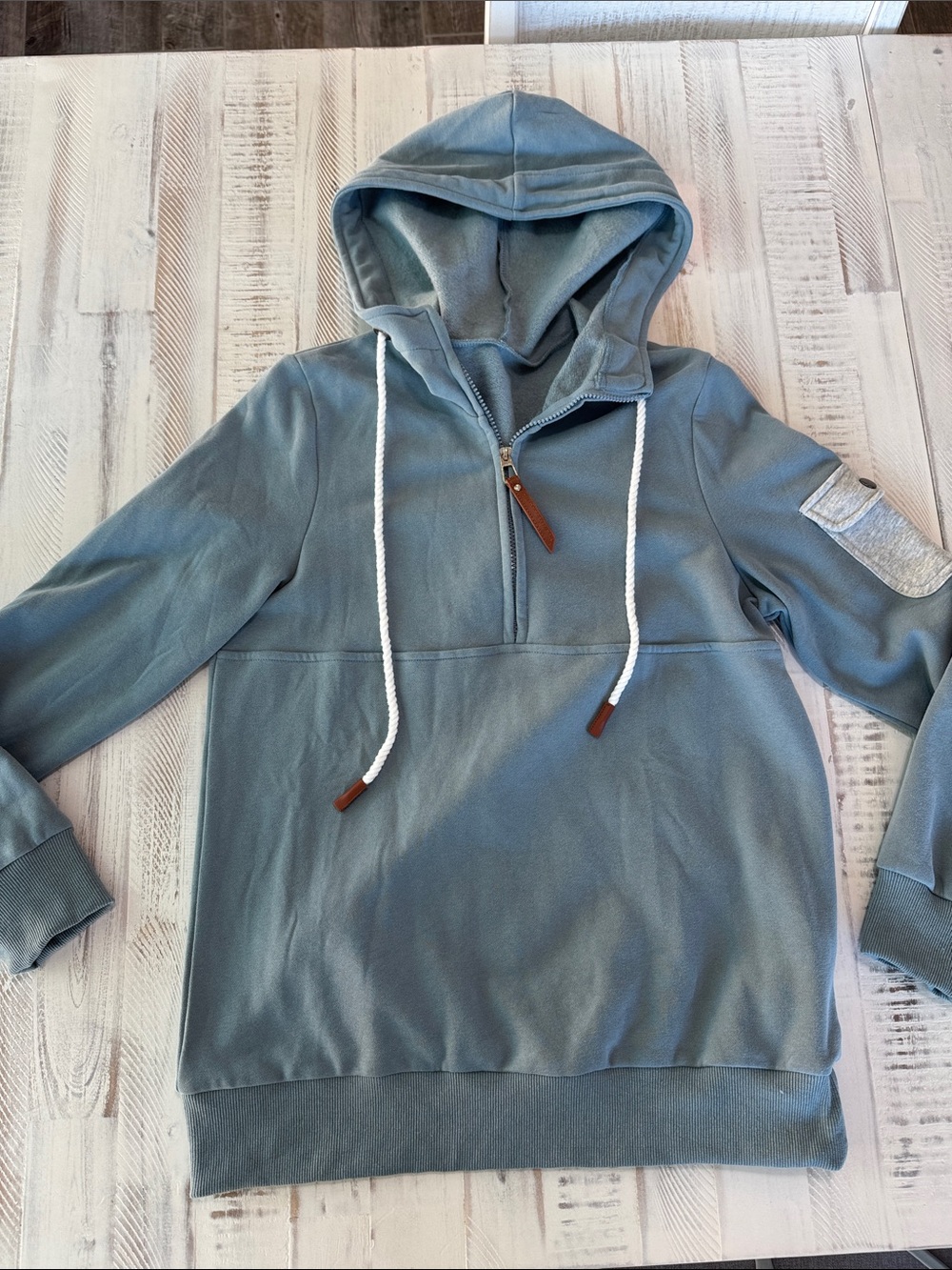 Women’s Hooded Half-Zip Pullover Sweatshirt - Dusty Blue
